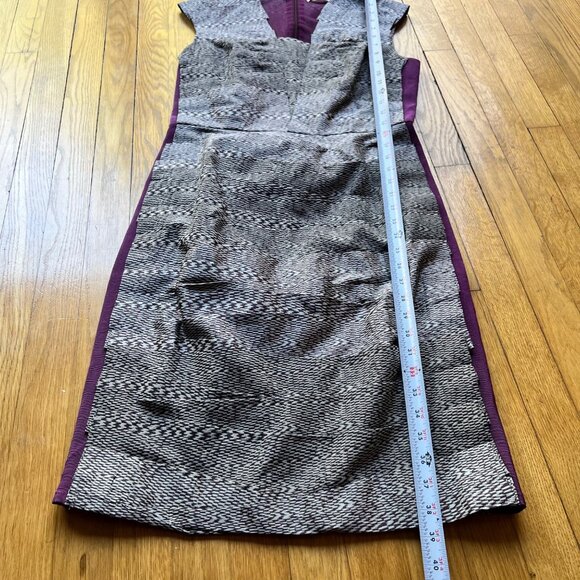 Ports 1961 Size 8 Silk Purple Silver Tiered Sleeveless Pencil Cocktail Dress - Picture 6 of 13